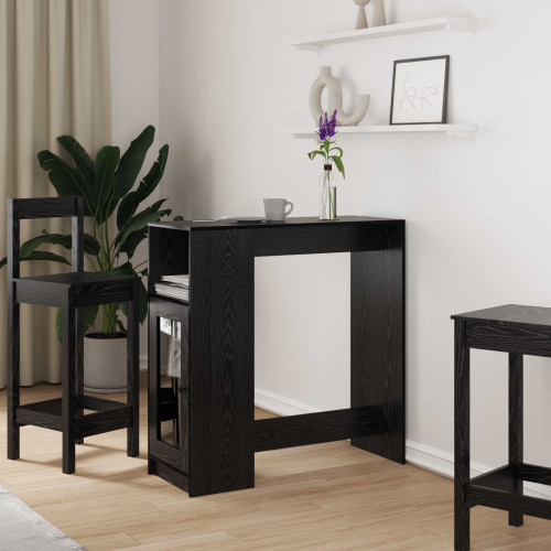 vidaXL Barbord med hylla Svart Ek 101 x 40 x 103,5 cm Konstruerat trä