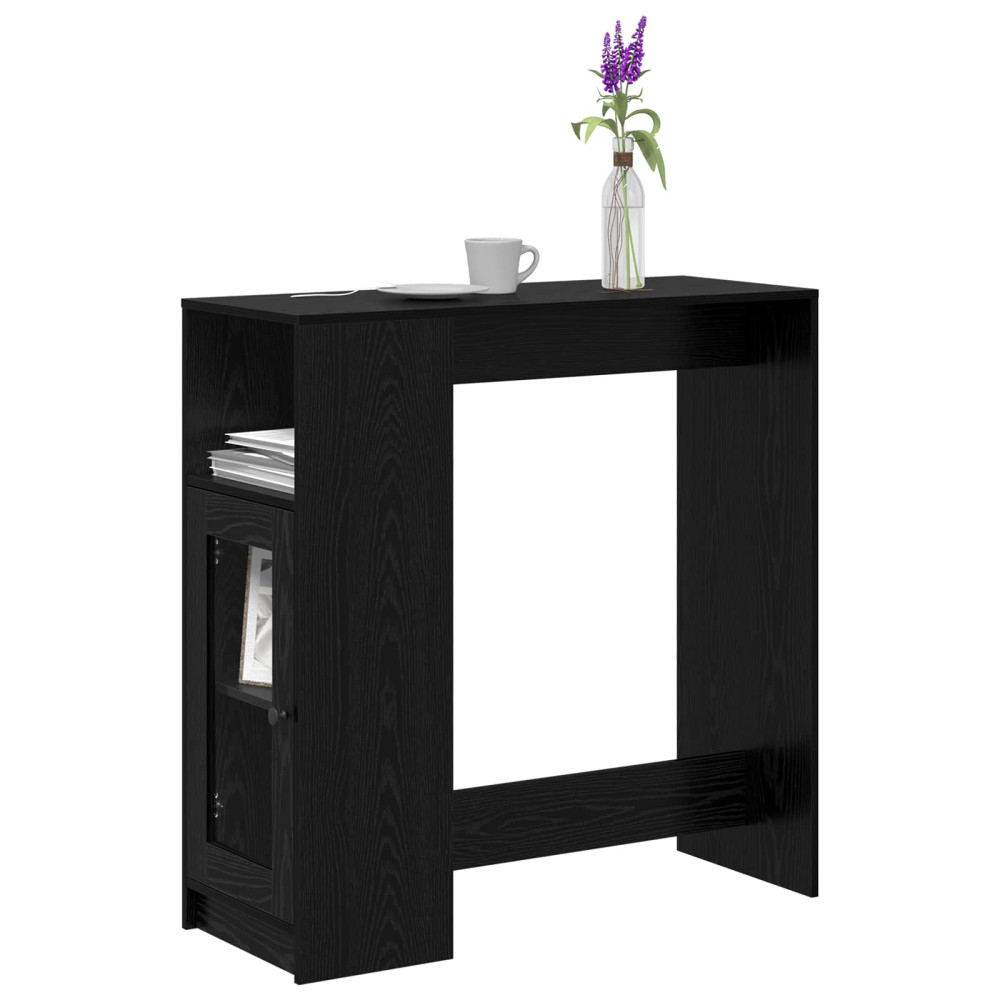 Produktbild för Barbord med hylla Svart Ek 101 x 40 x 103,5 cm Konstruerat trä