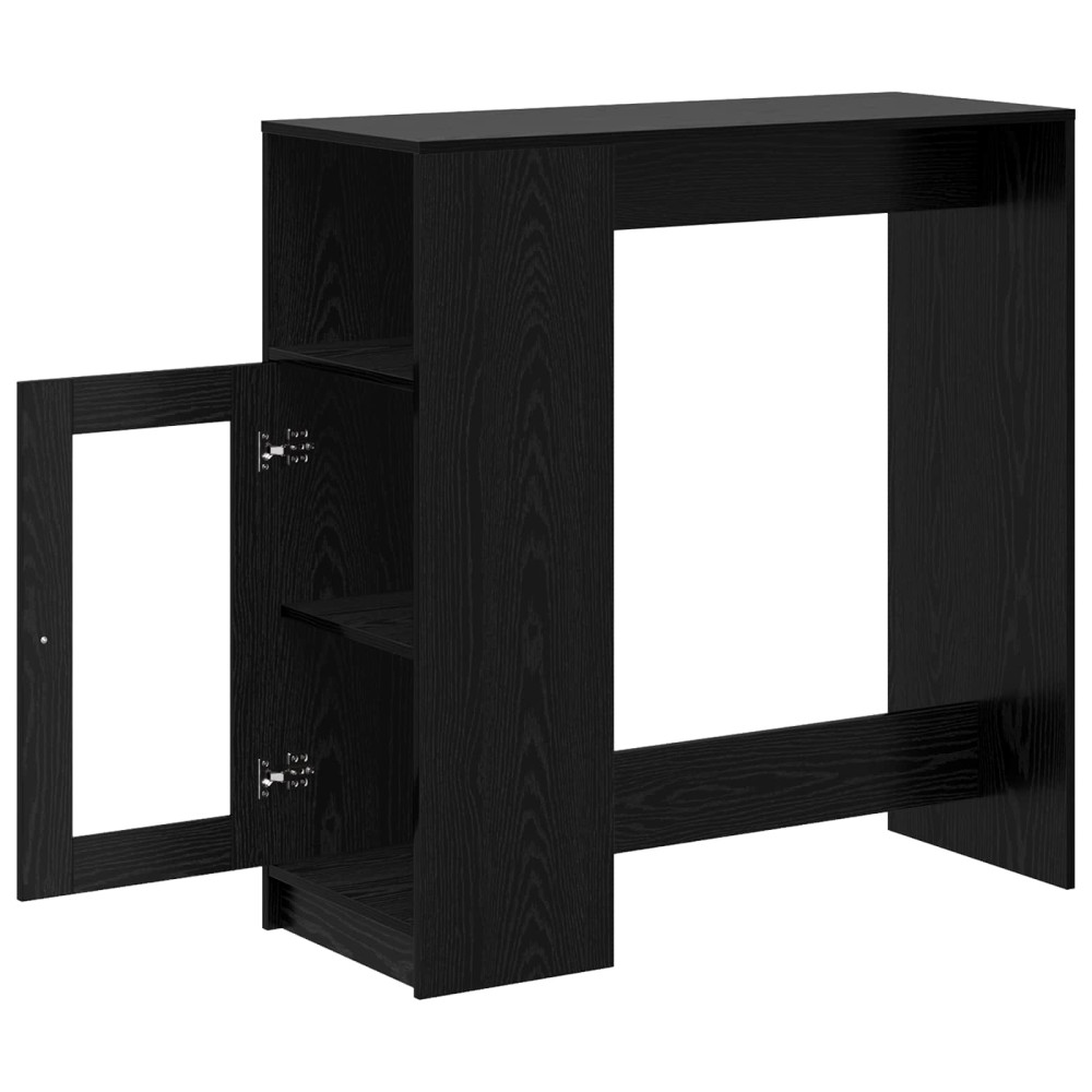 Produktbild för Barbord med hylla Svart Ek 101 x 40 x 103,5 cm Konstruerat trä
