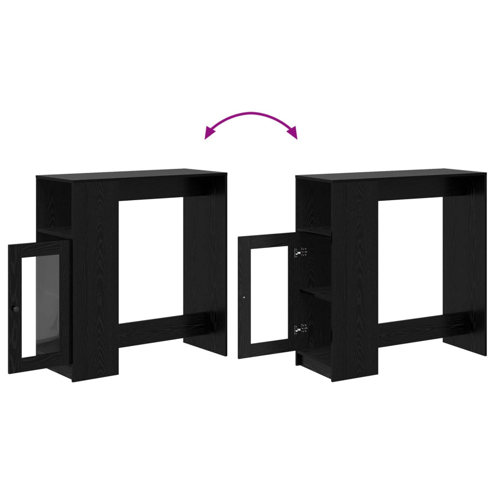 Produktbild för Barbord med hylla Svart Ek 101 x 40 x 103,5 cm Konstruerat trä