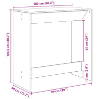 Produktbild för Barbord Svart Ek 102 x 50 x 103,5 cm Konstruerat trä