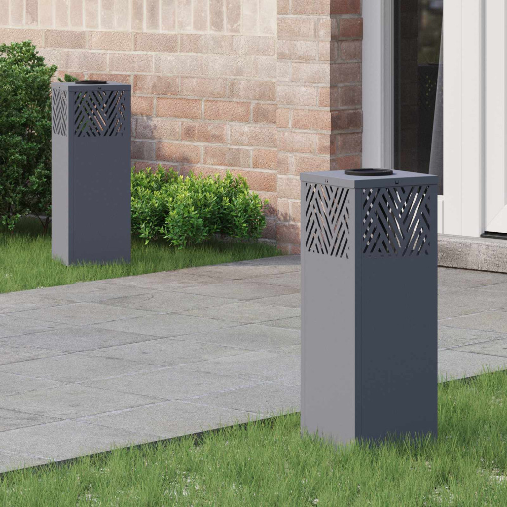 Produktbild för Solar LED Stig Ljus 2 pcs Antracit Kallvalsat stål