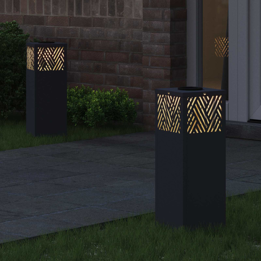 Produktbild för Solar LED Stig Ljus 2 pcs Antracit Kallvalsat stål