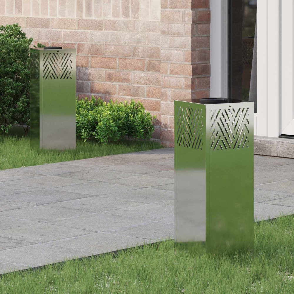 Produktbild för Solar LED Stig Ljus 2 pcs Silver Galvaniserad