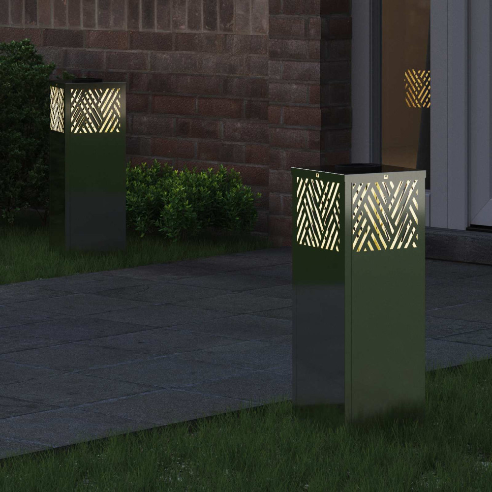 Produktbild för Solar LED Stig Ljus 2 pcs Silver Galvaniserad