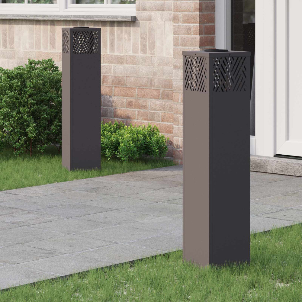 Produktbild för Solar LED Stig Ljus 2 pcs Svart Kallvalsat stål