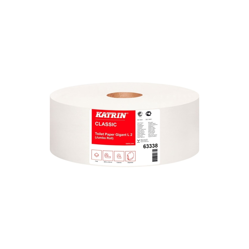 Produktbild för Toalettpapper Katrin Gigant, 98 mm x 380 m, 6 st förpackning...