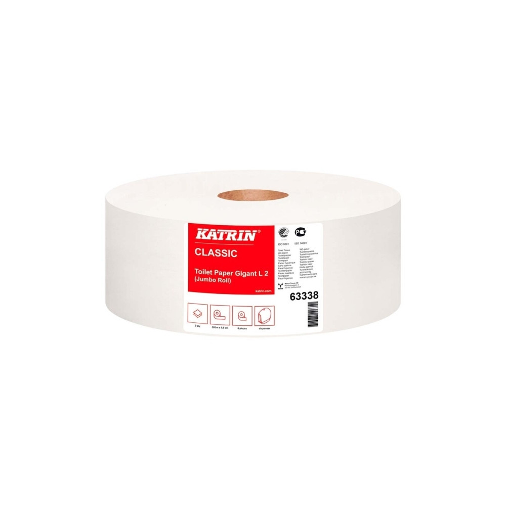 Produktbild för Toalettpapper Katrin Gigant, 98 mm x 380 m, 6 st förpackning...