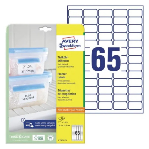 AVERY Fryseetiketter Avery 38,1x21,2 mm hvid