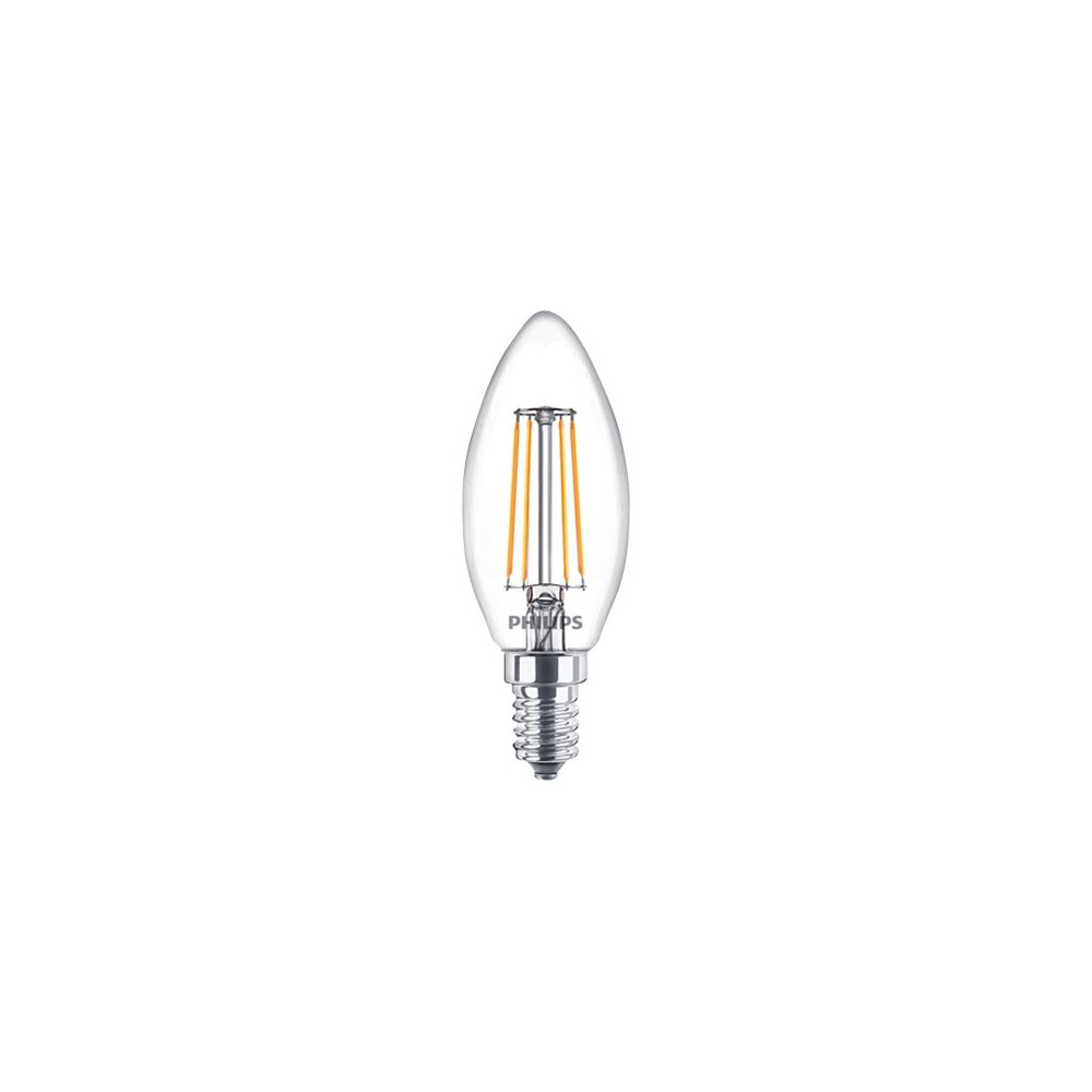 Produktbild för Philips - LED-glödlampa med filament - form: B35 - klar finish - E14 - 4 W - varmt vitt ljus - 2700 K (paket om 6)