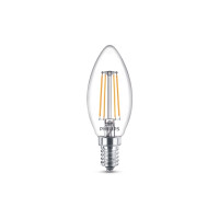 Produktbild för Philips - LED-glödlampa med filament - form: B35 - klar finish - E14 - 4 W - varmt vitt ljus - 2700 K (paket om 6)