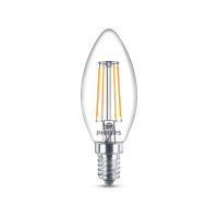 Produktbild för Philips - LED-glödlampa med filament - form: B35 - klar finish - E14 - 4 W - varmt vitt ljus - 2700 K (paket om 6)