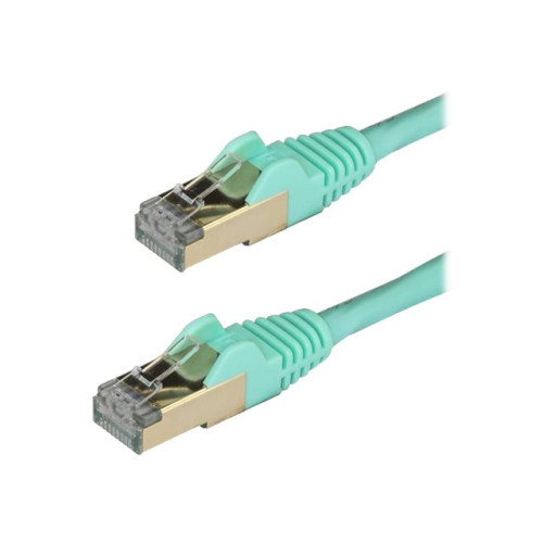 StarTech.com StarTech.com 50cm CAT6A Ethernet Cable, 10 Gigabit Shielded Snagless RJ45 100W PoE Patch Cord, CAT 6A 10GbE STP Network Cable w/Strain Relief, Aqua, UL Certified Wiring/TIA - Category 6A - 26AWG (6ASPAT50CMAQ) - patch-kabel - 50 cm - havsblå