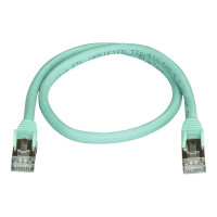 Produktbild för StarTech.com 50cm CAT6A Ethernet Cable, 10 Gigabit Shielded Snagless RJ45 100W PoE Patch Cord, CAT 6A 10GbE STP Network Cable w/Strain Relief, Aqua, UL Certified Wiring/TIA - Category 6A - 26AWG (6ASPAT50CMAQ) - patch-kabel - 50 cm - havsblå
