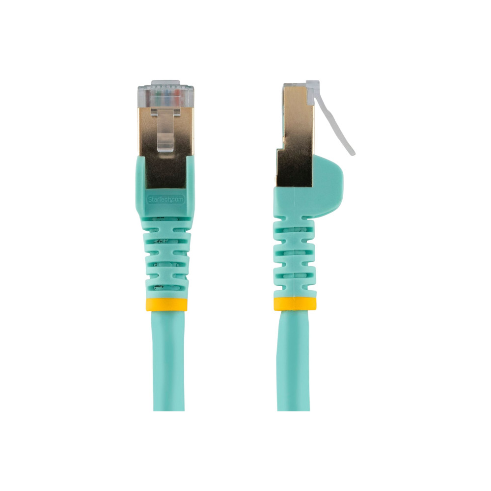 Produktbild för StarTech.com 50cm CAT6A Ethernet Cable, 10 Gigabit Shielded Snagless RJ45 100W PoE Patch Cord, CAT 6A 10GbE STP Network Cable w/Strain Relief, Aqua, UL Certified Wiring/TIA - Category 6A - 26AWG (6ASPAT50CMAQ) - patch-kabel - 50 cm - havsblå