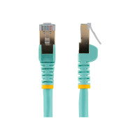 Produktbild för StarTech.com 50cm CAT6A Ethernet Cable, 10 Gigabit Shielded Snagless RJ45 100W PoE Patch Cord, CAT 6A 10GbE STP Network Cable w/Strain Relief, Aqua, UL Certified Wiring/TIA - Category 6A - 26AWG (6ASPAT50CMAQ) - patch-kabel - 50 cm - havsblå