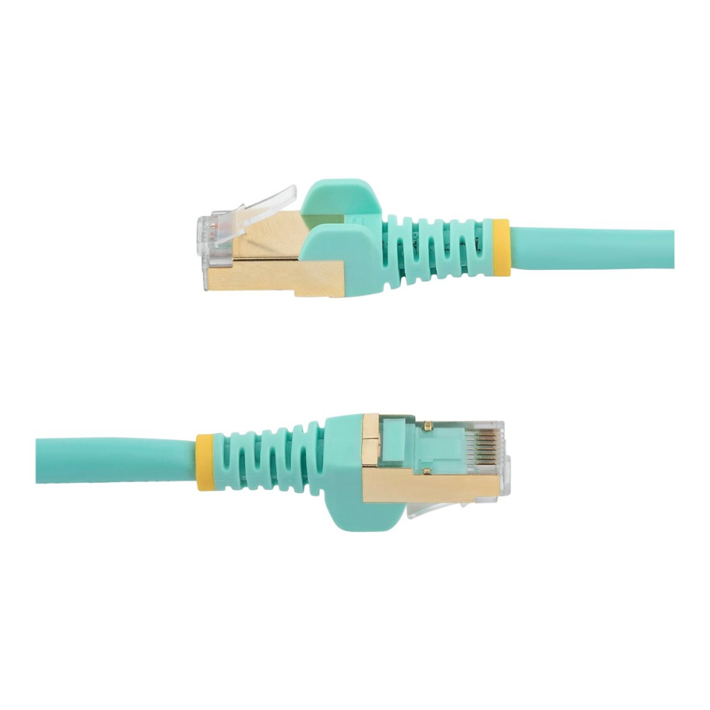 Produktbild för StarTech.com 50cm CAT6A Ethernet Cable, 10 Gigabit Shielded Snagless RJ45 100W PoE Patch Cord, CAT 6A 10GbE STP Network Cable w/Strain Relief, Aqua, UL Certified Wiring/TIA - Category 6A - 26AWG (6ASPAT50CMAQ) - patch-kabel - 50 cm - havsblå