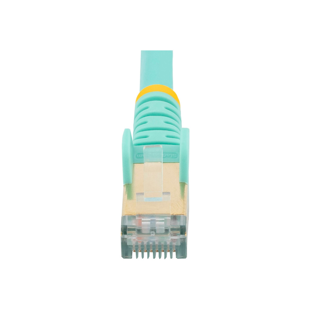 Produktbild för StarTech.com 50cm CAT6A Ethernet Cable, 10 Gigabit Shielded Snagless RJ45 100W PoE Patch Cord, CAT 6A 10GbE STP Network Cable w/Strain Relief, Aqua, UL Certified Wiring/TIA - Category 6A - 26AWG (6ASPAT50CMAQ) - patch-kabel - 50 cm - havsblå