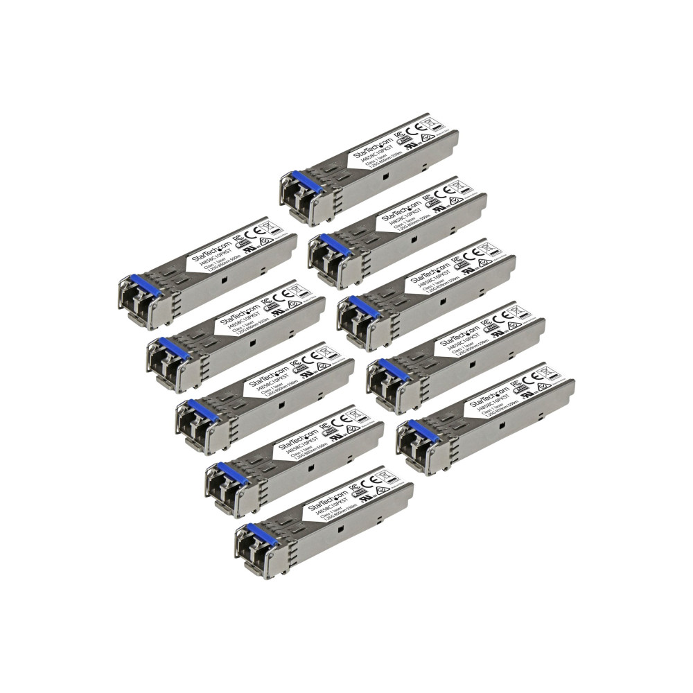 Produktbild för Startech 10 pack HPE J4859C Compatible SFP Module, 1000BASE-LX, 1GbE Single Mode SMF/MMF Optic Transceiver, 1 Gigabit Ethernet, LC Connector 10km, 1310nm DDM, HPE 1400 1700, Mini GBIC - Lifetime Warranty (J4859C10PKST) - SFP-sändar/mottagarmodul (mini-GBI