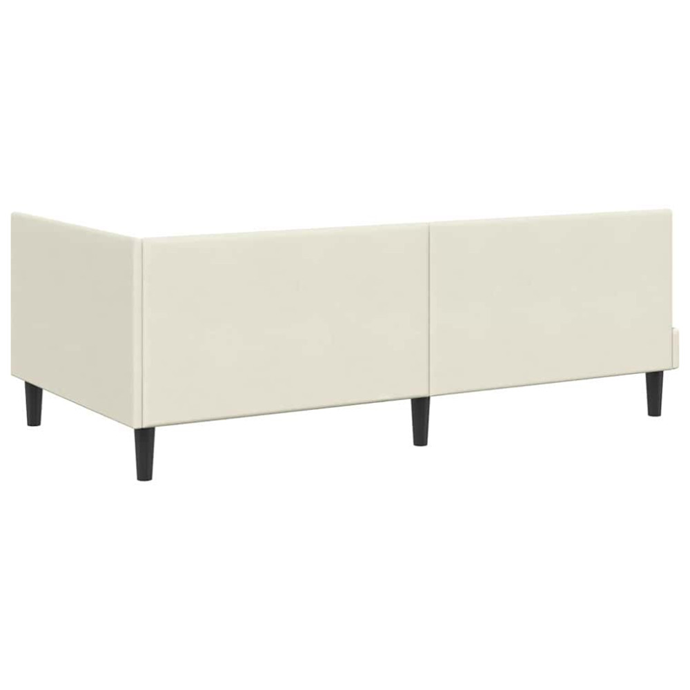 Produktbild för Hörn Sängram med Madrass med huvudgavel Kräm 90 x 190 cm Sammet