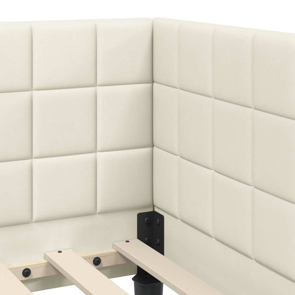 Produktbild för Hörn Sängram med Madrass med huvudgavel Kräm 90 x 190 cm Sammet