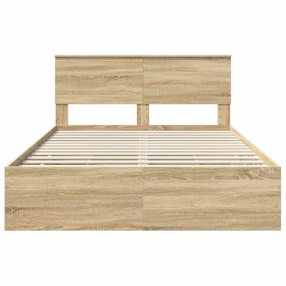 Produktbild för Sängram med låda Sonoma-ek 150 x 200 cm Ingenjörsträ