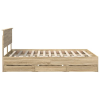 Produktbild för Sängram med låda Sonoma-ek 150 x 200 cm Ingenjörsträ