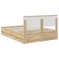 Produktbild för Sängram med låda Sonoma-ek 150 x 200 cm Ingenjörsträ