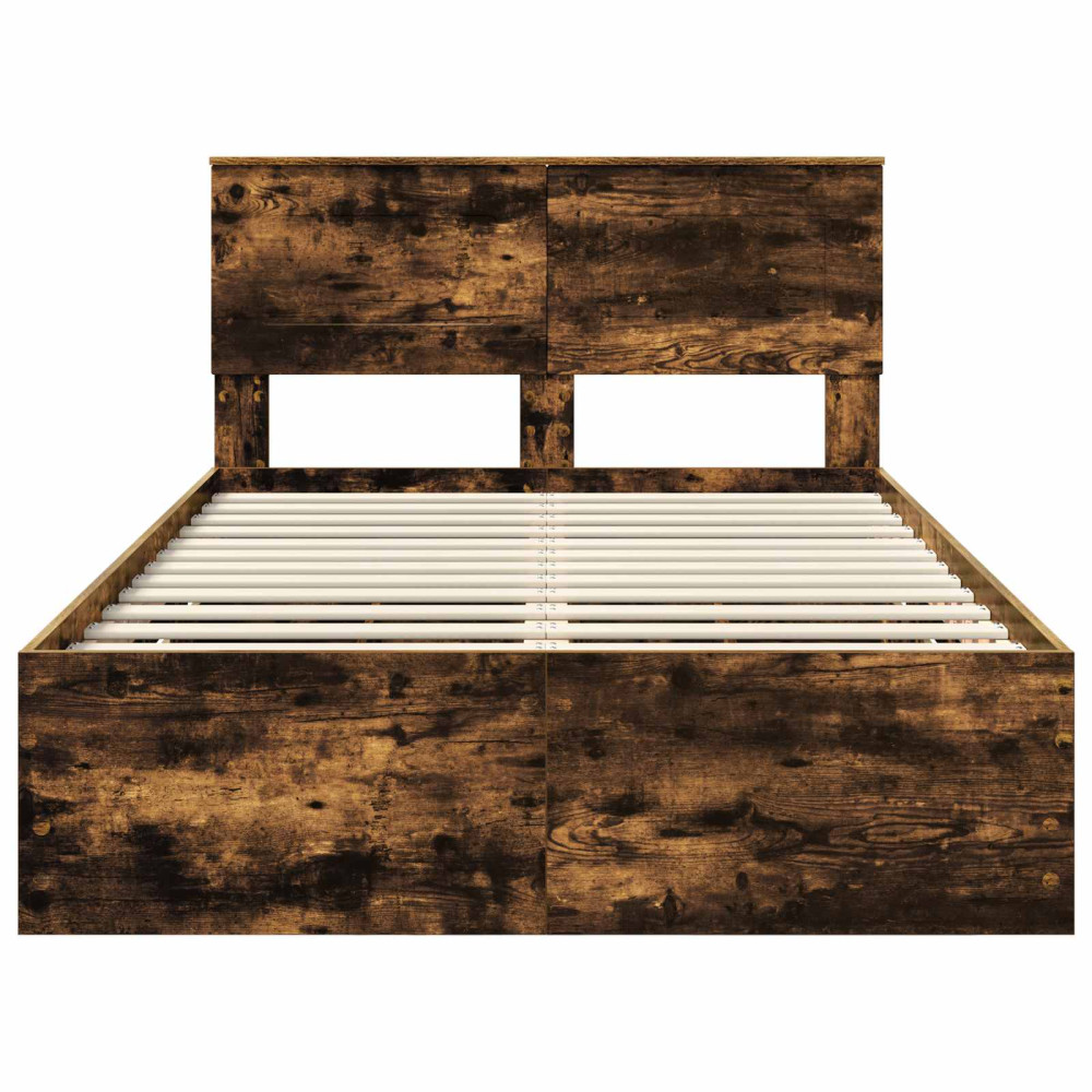 Produktbild för Sängram med låda med lagring Rökt ek 120 x 190 cm Ingenjörsträ