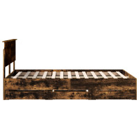 Produktbild för Sängram med låda med lagring Rökt ek 120 x 190 cm Ingenjörsträ
