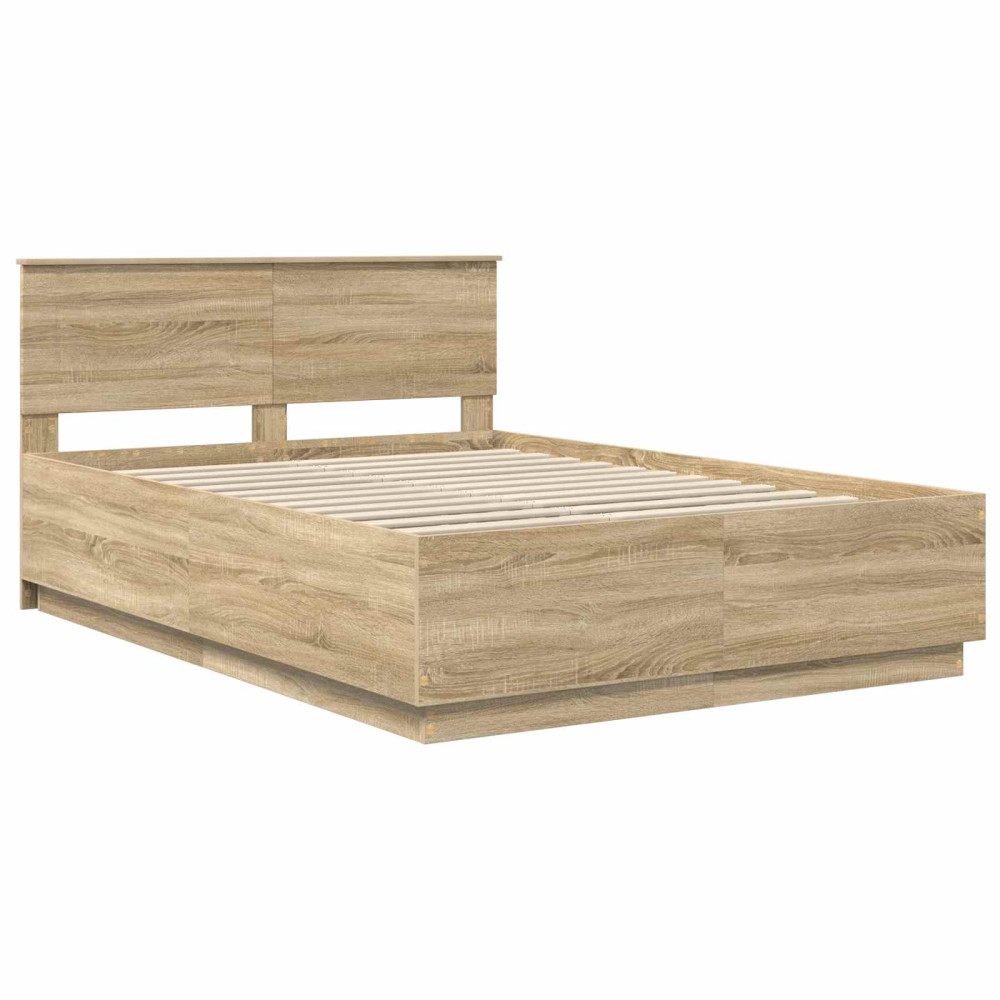 Produktbild för Sängram med huvudgavel Sonoma-ek 160 x 200 cm Konstruerat trä