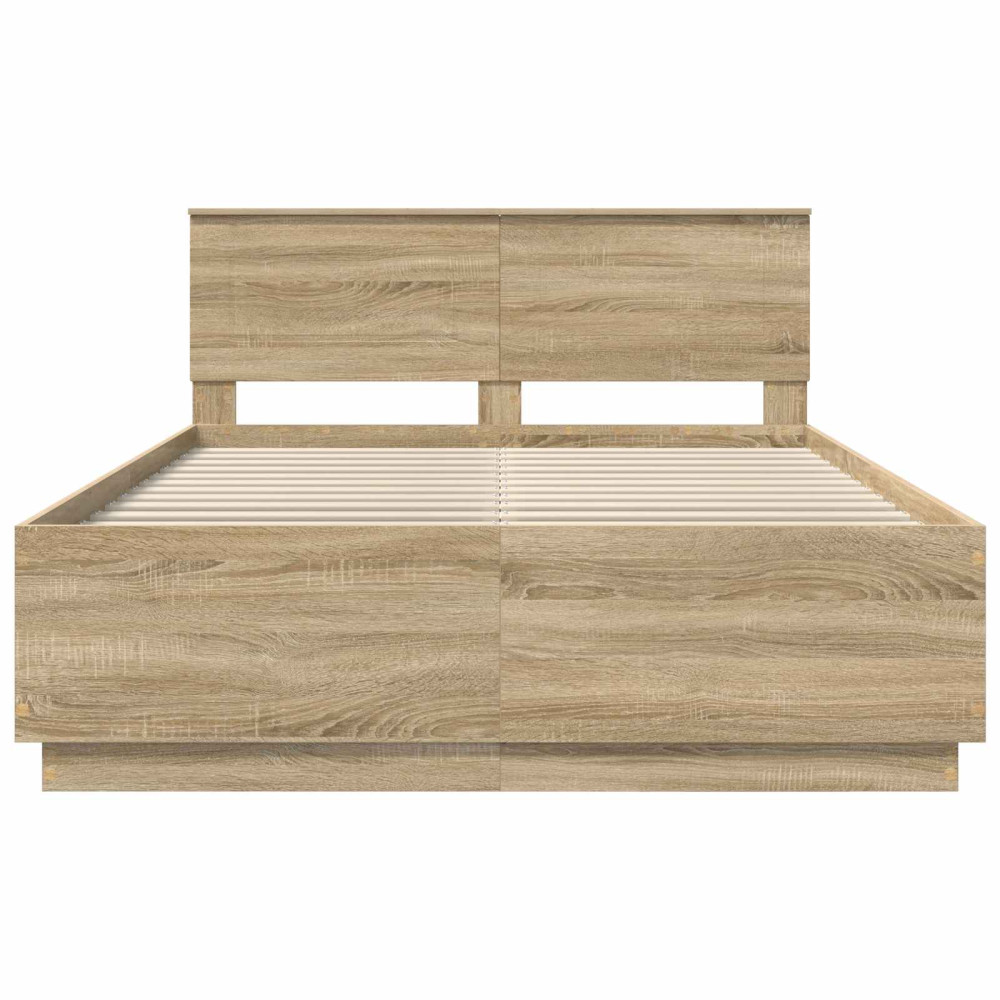 Produktbild för Sängram med huvudgavel Sonoma-ek 160 x 200 cm Konstruerat trä