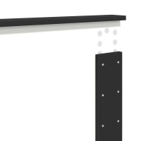 Produktbild för Sängram med LED-ljusslingor Svart 150 x 200 cm Konstruerat trä