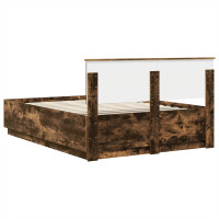 Produktbild för Sängram med LED -remsljus Rökt ek 150 x 200 cm Konstruerat trä