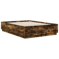 Produktbild för Sängram med LED -remsljus Rökt ek 140 x 200 cm Konstruerat trä