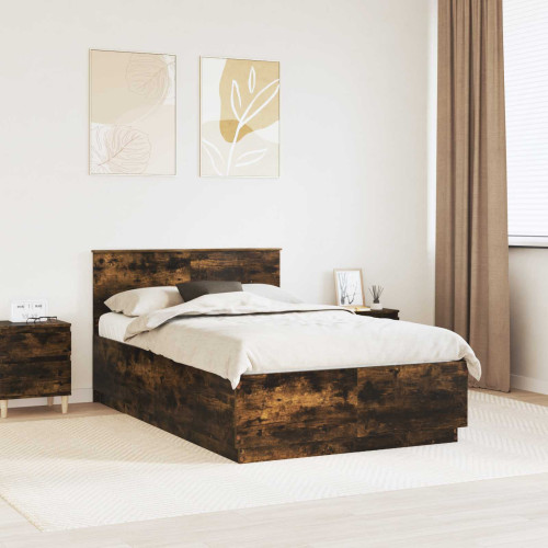 vidaXL Sängram med huvudgavel Rökt ek 120 x 190 cm Konstruerat trä