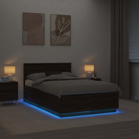 Produktbild för Sängram med LED -remsljus Brun Ek 120 x 190 cm Konstruerat trä