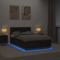 Produktbild för Sängram med LED -remsljus Rökt ek 120 x 200 cm Konstruerat trä