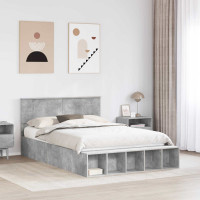 Produktbild för Sängram med hylla Betonggrå 160 x 200 cm Konstruerat trä