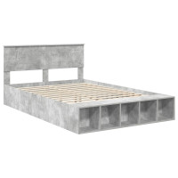 Produktbild för Sängram med hylla Betonggrå 160 x 200 cm Konstruerat trä