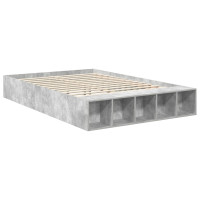 Produktbild för Sängram med hylla Betonggrå 160 x 200 cm Konstruerat trä
