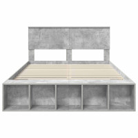 Produktbild för Sängram med hylla Betonggrå 160 x 200 cm Konstruerat trä