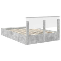 Produktbild för Sängram med hylla Betonggrå 160 x 200 cm Konstruerat trä