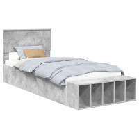Produktbild för Sängram med hylla Betonggrå 70 x 190 cm Konstruerat trä
