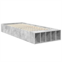 Produktbild för Sängram med hylla Betonggrå 70 x 190 cm Konstruerat trä