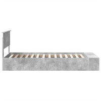 Produktbild för Sängram med hylla Betonggrå 70 x 190 cm Konstruerat trä