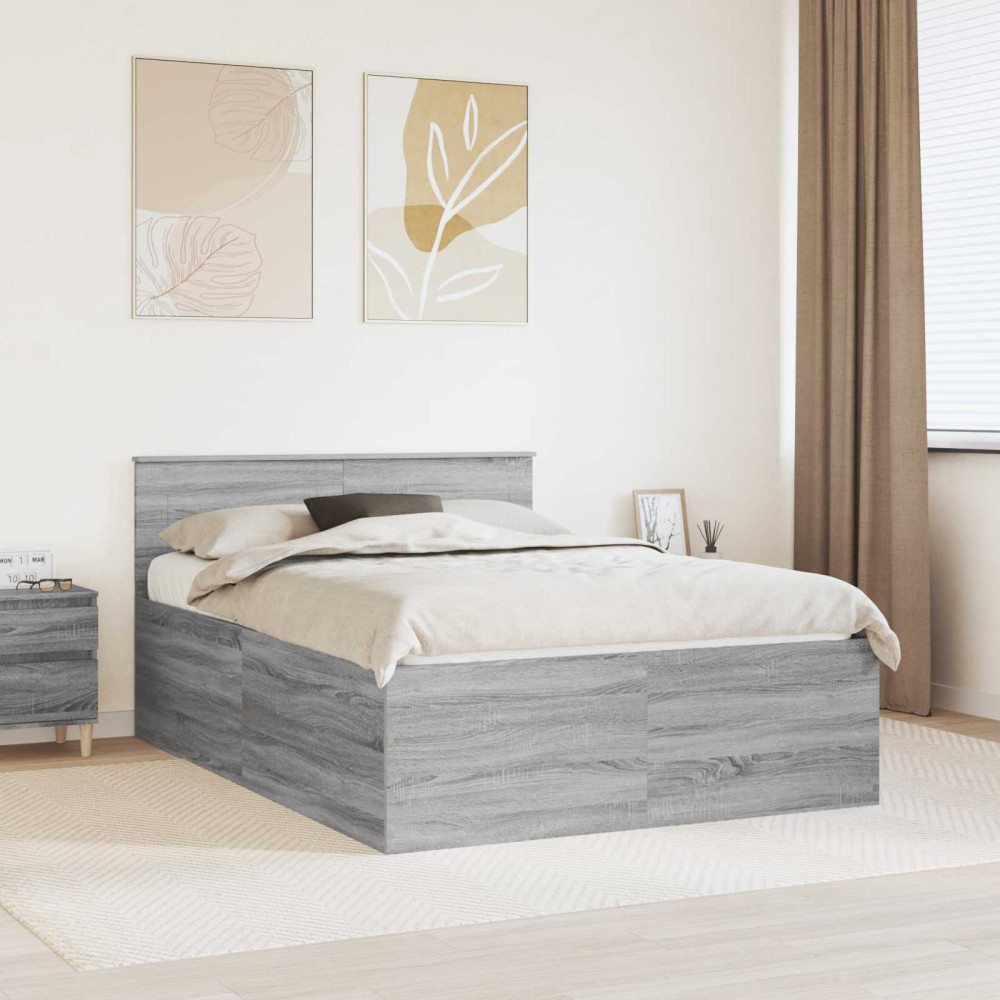 Produktbild för Sängram med huvudgavel Grå Sonoma 160 x 200 cm Konstruerat trä