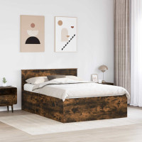 Produktbild för Sängram med huvudgavel Rökt ek 150 x 200 cm Konstruerat trä