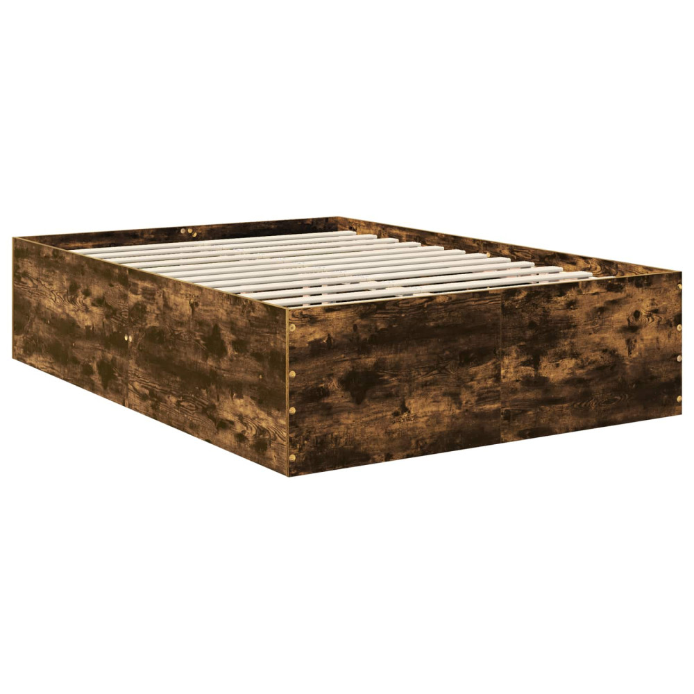 Produktbild för Sängram med huvudgavel Rökt ek 150 x 200 cm Konstruerat trä