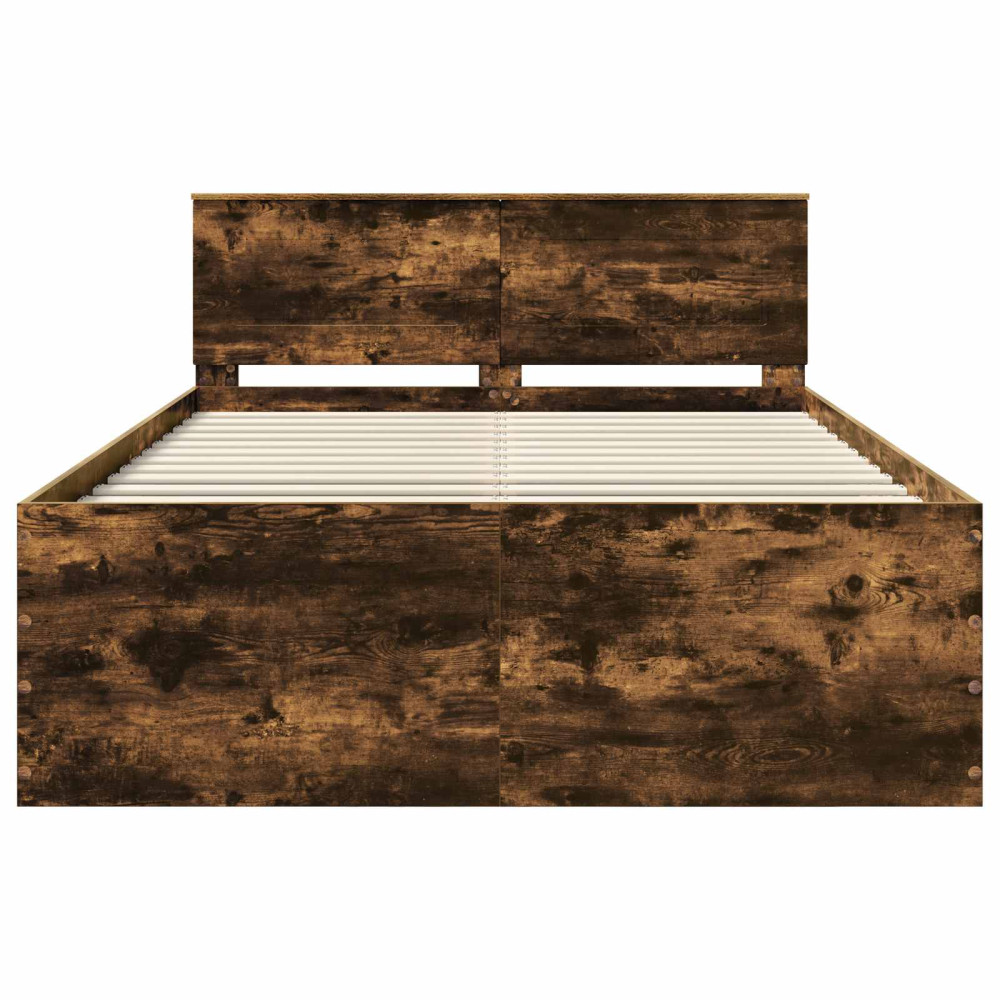 Produktbild för Sängram med huvudgavel Rökt ek 150 x 200 cm Konstruerat trä